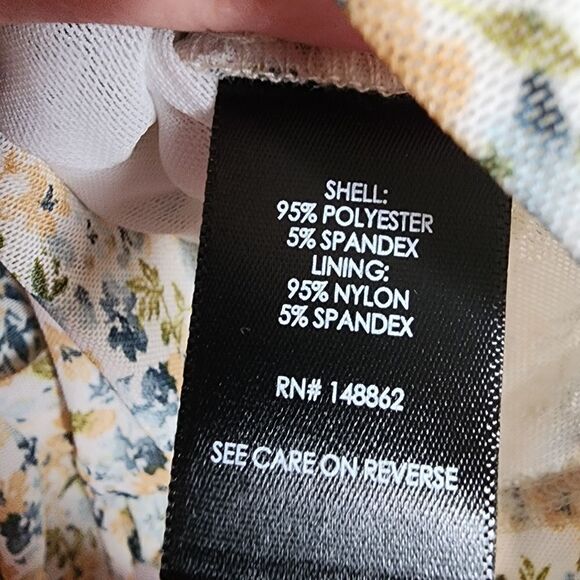 4X 26W Torrid Blue Floral Stretch Mesh Crew Neck Ruched Top Sweetheart Ditsy Flo - Picture 3 of 7